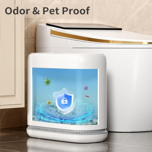 Gleynest 3 75 (5 Small Bathroom Trash Can with Lid, Gallon Slim Garbage Bin with Pop-Up Lid & Air-Pressure Bag Lock