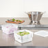 Restaurantware Met Lux 2 qt Square White Plastic Food Storage Container with Green Volume Markers, 10 Count Box