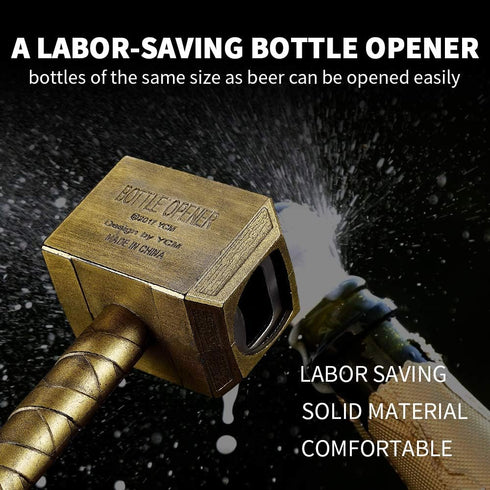 Hammer of Thor Shaped Beer Opener - Bottle Opener in Bronze