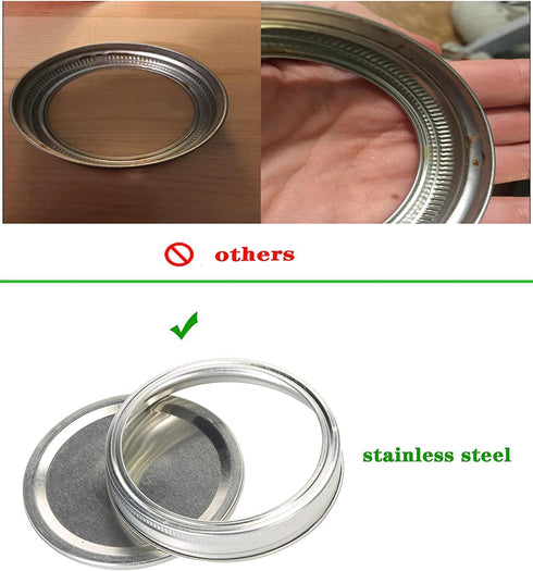 Canning Lids and Rings Set of 12, Regular Mouth Suitable for Ball or Kerr Jars, Small Mouth Mason Jar Lids