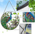Peacock Stained Glass Suncatcher: Hand-Painted Window Wall Hanging Decor Ornament 6.5''*6.5'' for Home Garden Gift