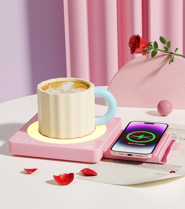 Mug Warmer for Desk with 15W Wireless Charger - Aesthetic Desktop Accessory