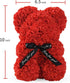 LINKLO Rose Bear - 10 inch Artificial Rose Flower Teddy Bear Gift for Wedding, Mothers Day (Red)