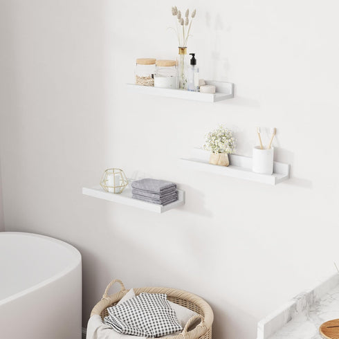 16 inch Set 3, Floating Shelves for Wall, Solid Wood Picture Ledge Shelf for Wall Storage, Nursery Book Shelves