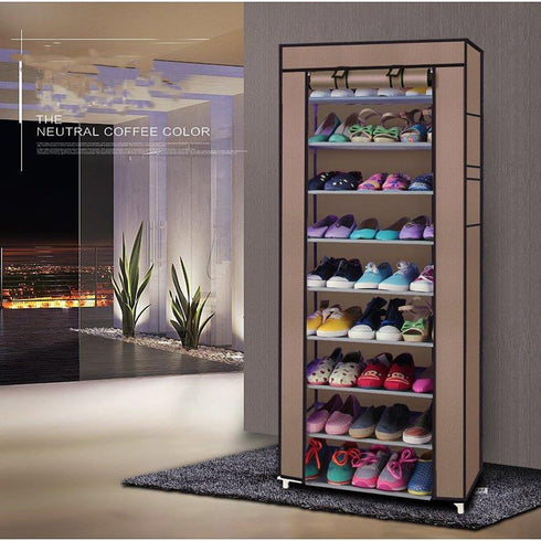 Fashine 10 Closet 27 Tier Shoes Cabinet Storage Organizer Shoe Rack Holds Pairs with Dustproof Nonwoven Fabric Cover