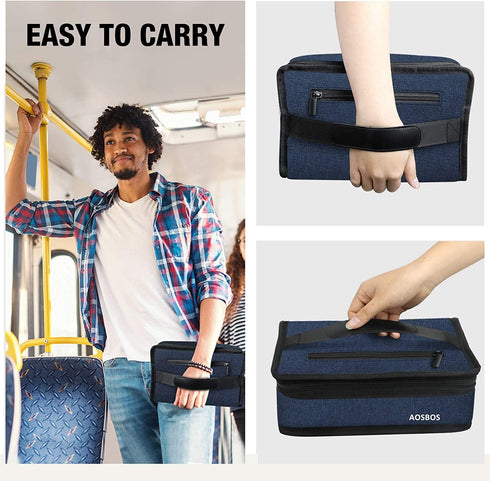 Aosbos Small Lunch Bag, Blue, Unisex Portable Mini Cooler, Insulated Thermal Bag for Men and Women