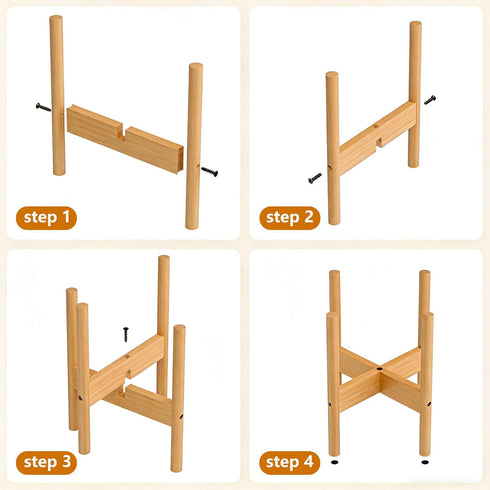 2 Pack 12 Inch ALIGADO Bamboo Plant Stands Indoor, for Up to Pots, Built to Fit Corners, Sturdy & Stable Design