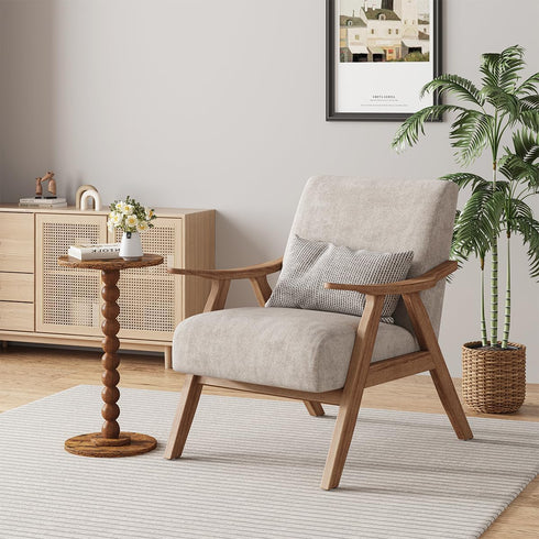 UTBT005F Round Side Table, Small Drink Table for Small Spaces, Pedestal End Table for Living Room, Modern Accent