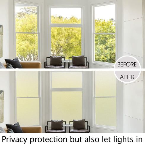 HIDBEA Frosted Window Privacy Film, Heat Control UV Blocking, Static Cling Non-Adhesive Door Coverings for Home