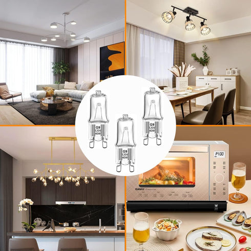 SDTC Tech 6 Pack Halogen Light Bulb for Whirlpool Microwave Oven, G9 120V 40W Compatible with KitchenAid