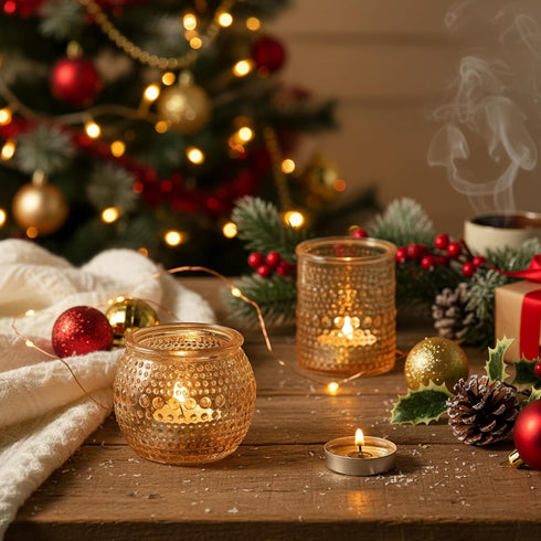 36 Packs 2x2.5inchs Votive Candle Holders for Valentine's Day, Gold Tea Light Candle Holders Glass, Votives Candle