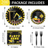 50, 200 Set Construction Party Plates and Napkins Serves Construction Birthday Supplies Pcs Tableware Dump Truck Party