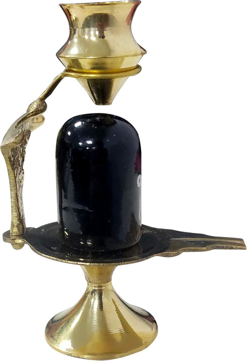 Shiva Ling Lingam Shivling Religious Statue, Brass Stand Puja Idol God Pooja, Height 3.5 Inch
