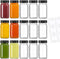 LANDNEOO 15 Pack 2 oz Glass Shot Mini Bottles w/Black Lids &