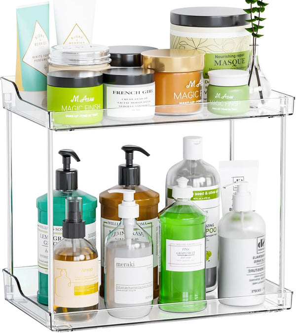 Yieach Clear Acrylic Bathroom Counter Organizers and Storage Tray, 2 Tier Makeup,Perfume,Skincare Organizer
