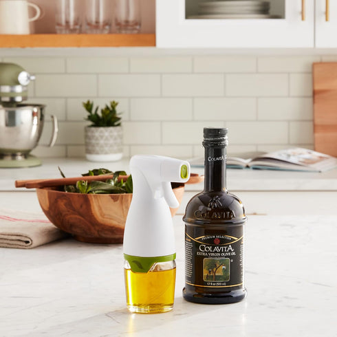 Prepara Simply Mist Olive Oil Sprayer, White/Green with Chrome Band