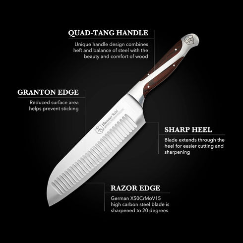 Hammer Stahl 4.5 Inch Santoku Knife, High Carbon Stainless Steel Kitchen Knife with Ergonomic Handle & Gift Box