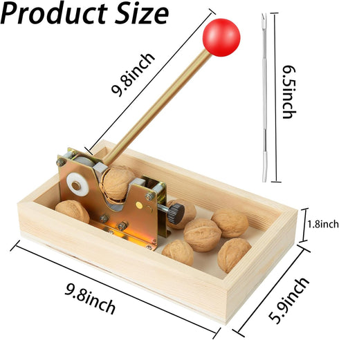 Nizodo 4 NutCracker Tool Heavy Duty Nut Cracker with Wooden Base Adjustable Nut Tongs Manual Nut Crackers for All Nuts