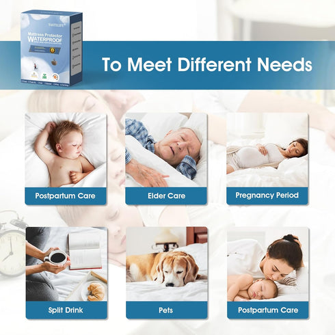 8"-21", TASTELIFE Waterproof Mattress Protector Queen Size, Premium Breathable Bed Cover with Deep Pocket Noiseless