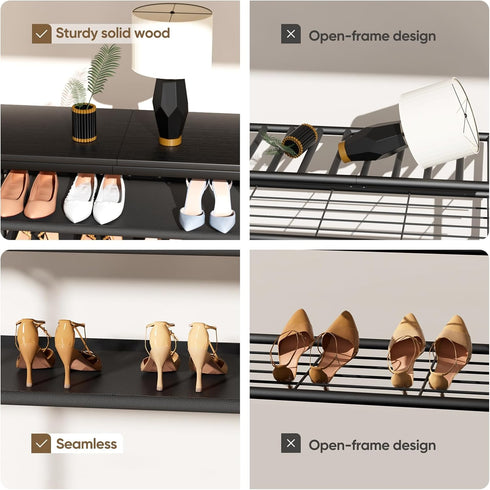 6 Mavivegue Tier Shoe Rack Organizer, Metal Organizer Shelf with with MDF Top Panel and Layer Fabric, Shoe Rack
