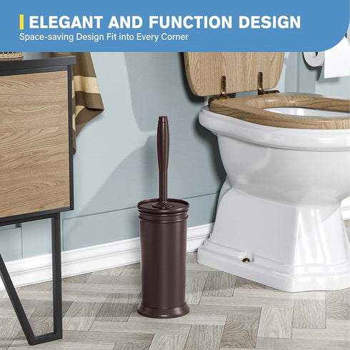 Set (2Pcs UPTRONIC Toilet Brush, Aluminum Alloy Toilet Brush and Holder with Long Handle Durable Bristles Toilet Bowl