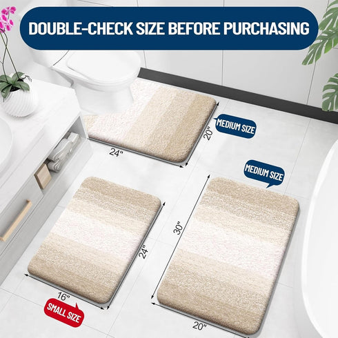 OLANLY Bathroom Rug Mat 30x20, Extra Soft Microfiber Non-Slip Plush Shaggy Bath Carpet, Light Beige