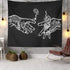 White and Black Floral Hands Wall Tapestry, Funny Creative Hippie Boho Art Decor for Bedroom