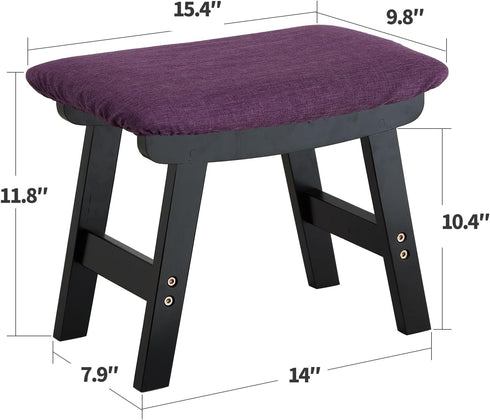 Furshus Foot Stool Ottoman Foot Rest Under Desk,Small Stool for Living Room, Bedroom and Kitchen (Black Legs - Purple