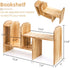 7 WRINGKIT Adjustable Desktop Storage, Wood Display Bookshelf with Compartments, Expandable Desk Shelf Hutch, Office