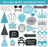 Fully Assembled Sweet 16 Birthday Photo Booth Props - Set of 30 - Teal Blue & Silver Selfie Signs with Real Glitter