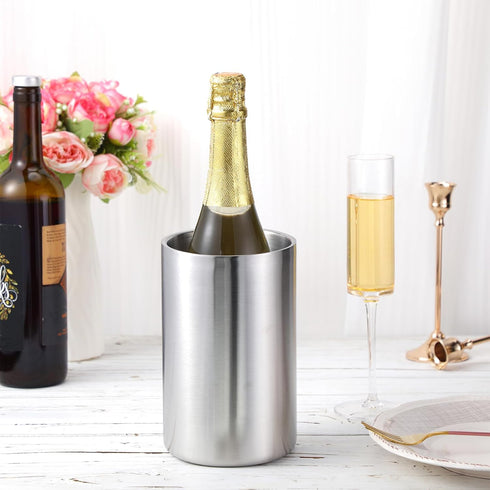 Stainless Steel Wine Chiller Bucket for 750 ml Bottles, Insulated Double Layer Wine Cooler for Parties (1 Pcs)