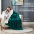 50" 60" DaDa Bedding Lavish Emerald Teal Green Faux Fur Fuzzy Throw Blanket - Mermaid Scales Design White Sherpa