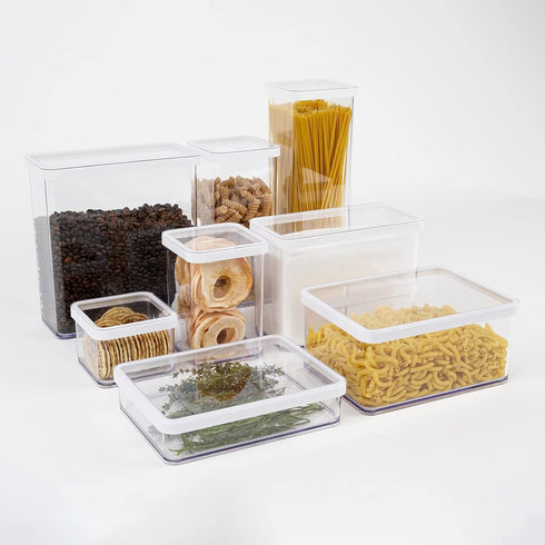 Loft Rectangular Storage Box 3.2L with Lid and Seal, BPA-Free Plastic, Transparent/White