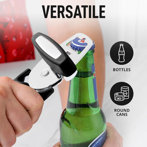 Zulay Kitchen Heavy Duty Stainless Steel Can Opener, Manual with Large Bottle Opener, Rust Proof, Smooth Edge, Easy