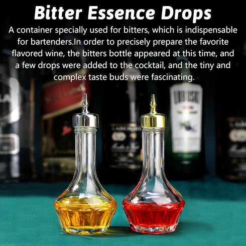 SuproBarware Bitters Bottle Set of 2 Glass Dash Bottle with Dasher Top, 1.7oz Professional Bar Tool for Home Bar
