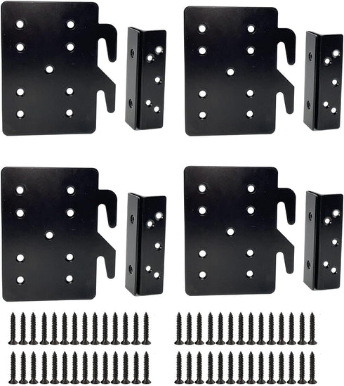 Bed Frame Post Double Hook Slot Hardware Bracket, Cold Rolled Steel Bed Rail Hooks 5''×4¼'', Heavy Duty with Screws