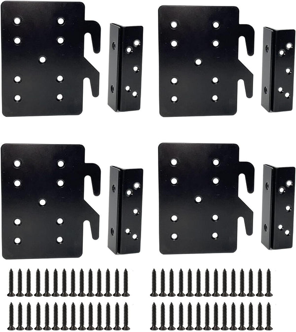 Bed Frame Post Double Hook Slot Hardware Bracket, Cold Rolled Steel Bed Rail Hooks 5''×4¼'', Heavy Duty with Screws