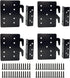 Bed Frame Post Double Hook Slot Hardware Bracket, Cold Rolled Steel Bed Rail Hooks 5''×4¼'', Heavy Duty with Screws
