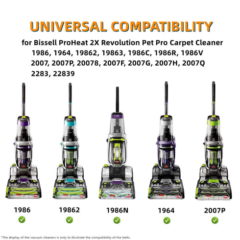 Replacement Belt Set for Bissell ProHeat 2X Revolution Pet Pro Carpet Cleaner Model 1986, 1964, 2007, 2007P Series