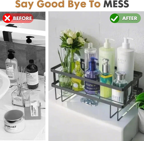 PowerKing 2 Over The Toilet Storage Shelf, Bathroom Organizer Rack with Hooks, No-Drill, Rust-Resistant Steel, Toilet