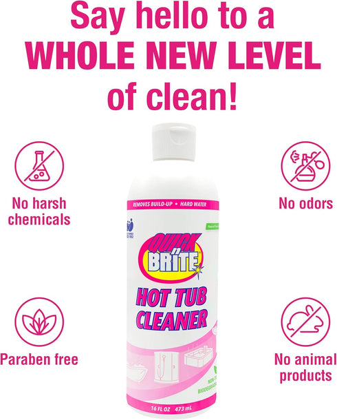 16 oz. (Packaging Quick N Brite Heavy Duty Hot Tub Cleaner Kit - Non-abrasive Cleaning Gel with Sponge and Cloth, May