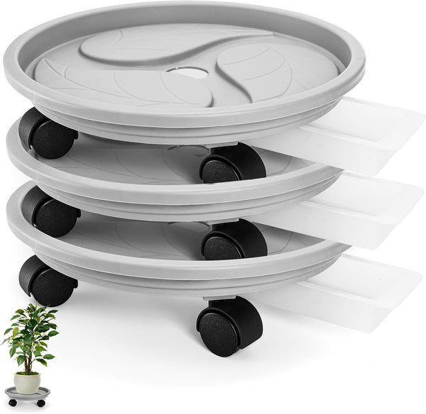 3 Pack Plant Caddy with Wheels, 12 Inch Heavy Duty Planter Pallet