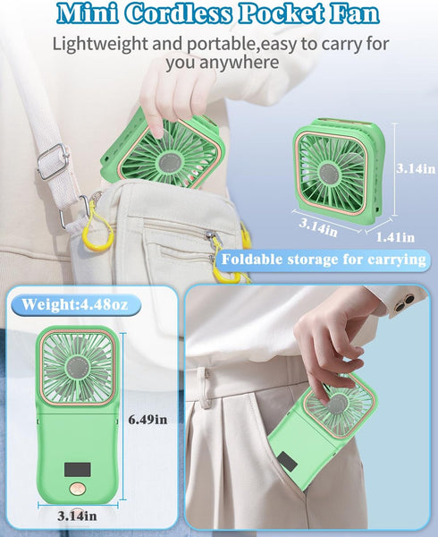 Mini Fan Handheld Foldable Fan, USB Personal Fans Portable Rechargeable Battery Fan 3 Speeds, Cute Face Cooling Fan for