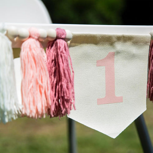 Troxueo 1st 1st Pink Birthday high Chair Banner - First Party Decorations for Girl's Birthday, Blush Pink Cake Smash