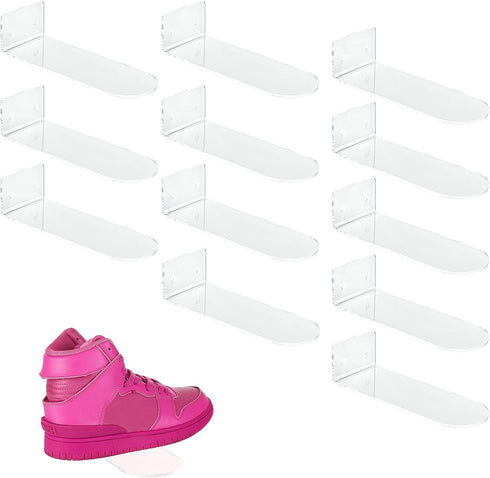 IEEK 12 Pack Floating Shoe Display Shelf,Clear Acrylic Floating Shelves for Sneaker