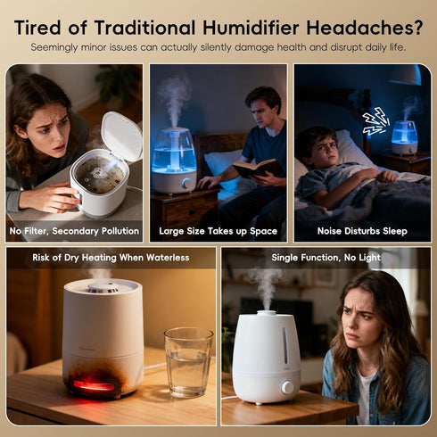 NowFlair 350ML Portable Small Humidifiers for Travel, Mini Air Ultrasonic Humidifier with Filter Element - Cool Mist