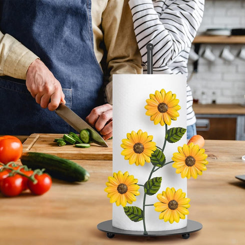 BESZONE Sets Countertop Country Counter Sunflower Paper Towel Holder Sunflower Kitchen Decor and Accessories Yellow