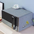 Grey Microwave Oven Cover - Dust and Oil Proof Cotton Linen Waterproof Fabric Cloth, Decorative Kitchen Appliance Cover