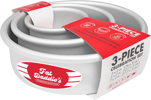 Fat Daddio's PRD-1BOX Anodized Aluminum Mini Tier Round Cake Pans, Set of 3, Silver