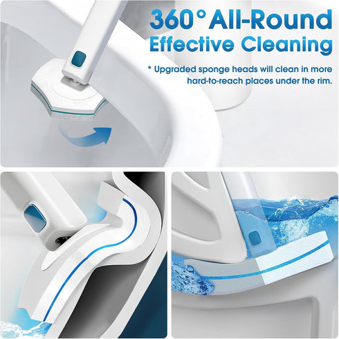 Disposable Toilet Brush Handle with 32 Count Toilet Refills, Disposable Toilet Bowl Brush & Upgraded Toilet Bowl Refill Pads for Bathroom and Toilet Cleaning by BALORIZ